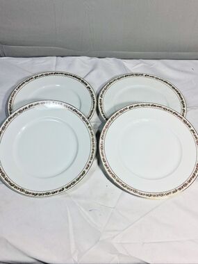Set Of 4 Herrman Ohme Silesia 7.5" Gold Trim Floral Rose Salad/Bread Plates